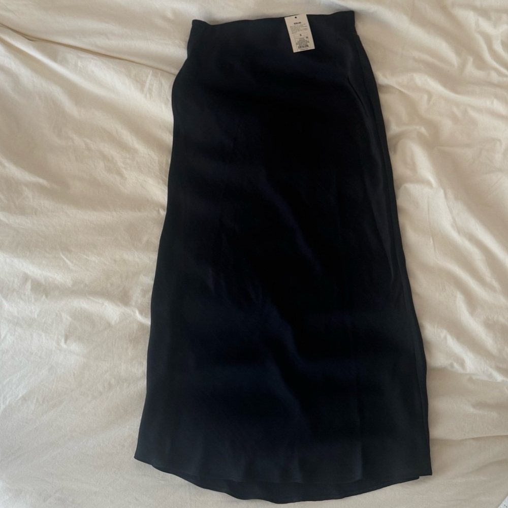 A New Day Women's Black Faux Silk Maxi Skirt NWT